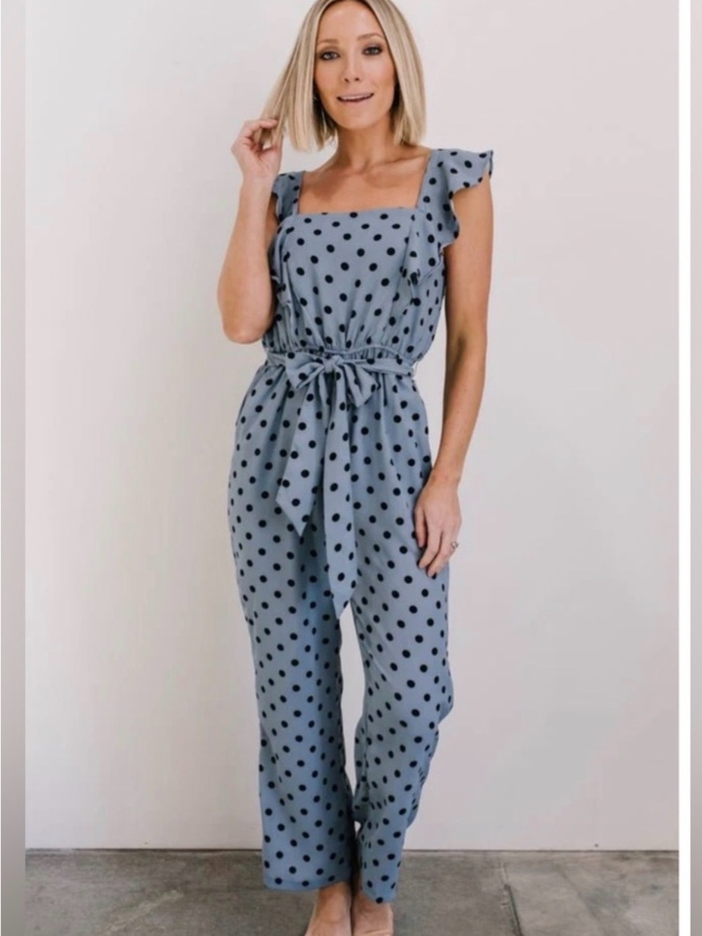 Baltic Born Polka Dot Tie-Waist Jumpsuit
